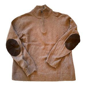 Gap Men's Knitted Pull Over Mock Neck Half Zip Up Sweater Brown M Medium